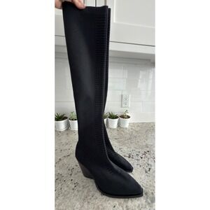Jeffrey Campbell Size 8.5‎ Black Over-the-Knee Knit Wedge Boots